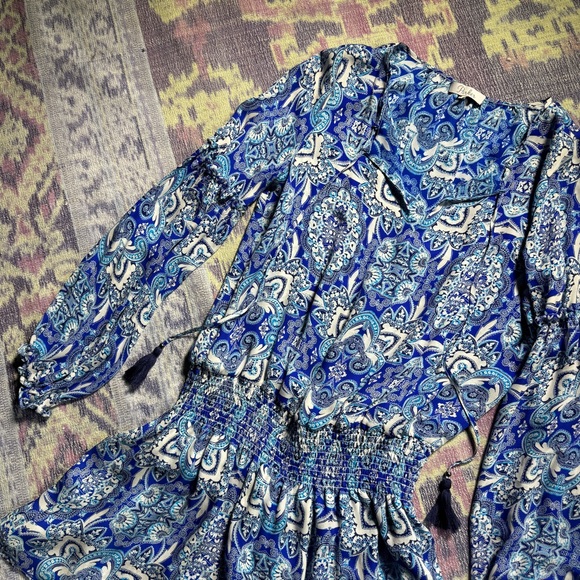 Parker Women's Maeve Mini Dress Drop Waist Long Sleeves In Glacius Brocatto - Picture 8 of 16